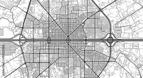 Detailed City Road Map Illustration for Urban Planning.
