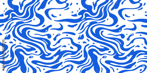 Abstract blue sea, ocean, river ripple water texture. Blue water wave isolated on transparent background. Liquid swirls and splashes pattern. Vector illustration 