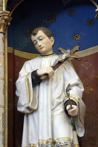 Saint Aloysius, statue on the altar of Our Lady in the parish church of Saint John of Nepomuk in Stupnik, Croatia