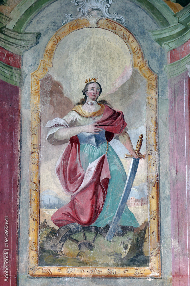 Obraz premium Saint Catherine, the altar of Saint Catherine of Alexandria in the Church of All Saints in Sesvete, Croatia