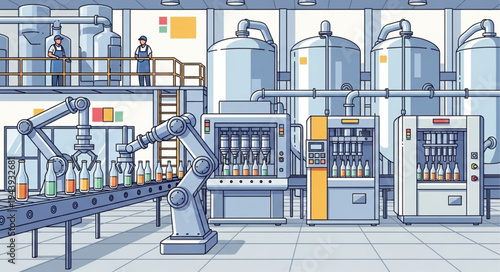 Industrial robotic factory production line.