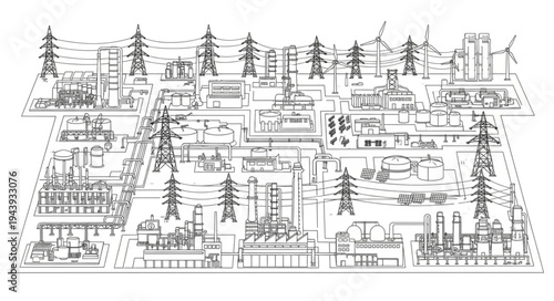 Industrial Site Blueprint Drawing.