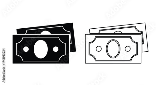 Business Card Holder Icon Set Flat Design - Line and glyph icon set - Minimalist, flat icon, outline, glyph, linear, clipart, sticker - icon set