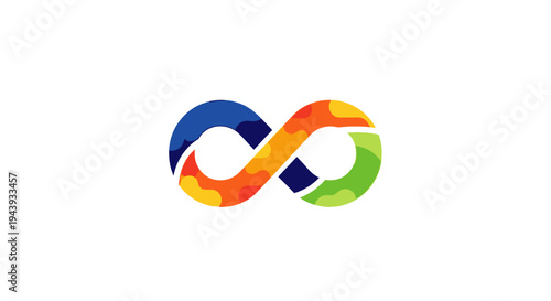 Abstract infinity symbol logo with a vibrant color gradient design representing eternity and endless possibilities, perfect for branding and graphic design