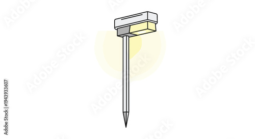 Modern solar powered garden light with sleek design and yellow illumination