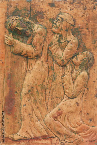 8th Stations of the Cross,Jesus meets the daughters of Jerusalem, parish church of Saint Anne in Sutlanska Poljana, Croatia