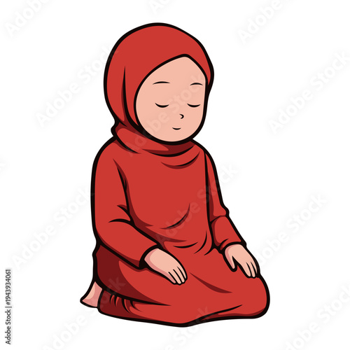 Muslim Woman Praying Illustration