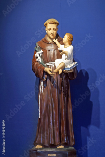 Saint Anthony of Padua, statue in the parish church of Blessed Aloysius Stepinac in Rakitje, Croatia