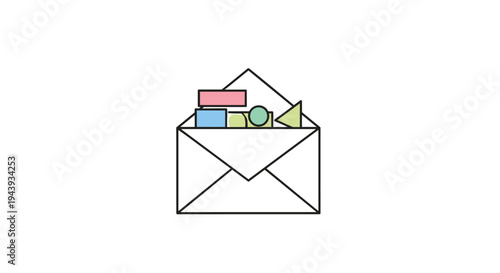 Colorful documents spilling out of open envelope