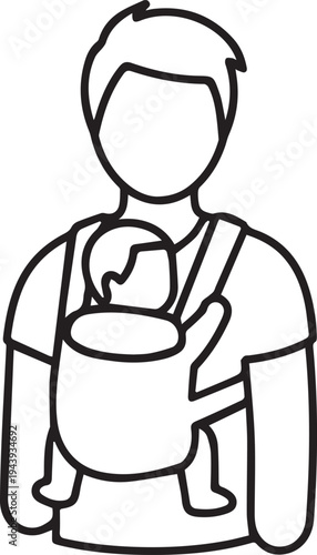 Vector illustration of a man carrying a baby in a carrier