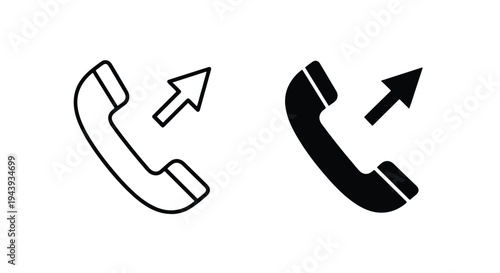 Phone Call Answering Icon Set - Flat Design - Line and glyph icon set - Minimalist, flat icon, outline, glyph, linear, clipart, sticker - icon set