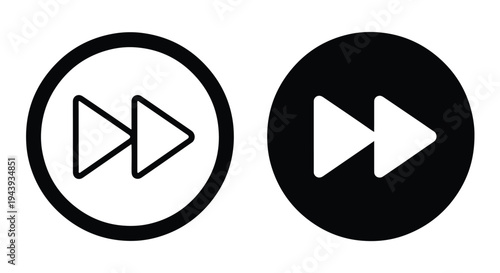 Modern Play Pause Icon Set in Vibrant Circular Backgrounds - Line and glyph icon set - Minimalist, flat icon, outline, glyph, linear, clipart, sticker - icon set