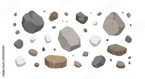 Collection of various rocks and stones in different shapes and sizes