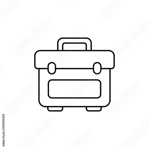 Simple Line Drawing of Portable Metal Toolbox with Handle.