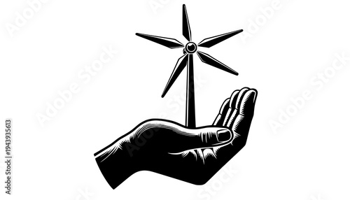 hand holding a wind turbine