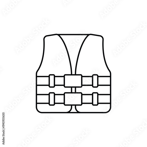 Simple Line Drawing of Personal Flotation Safety Vest.