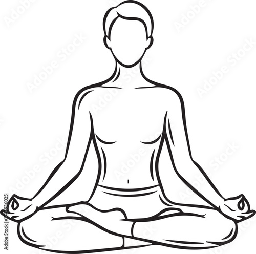 Vector illustration of a faceless man in yoga lotus position