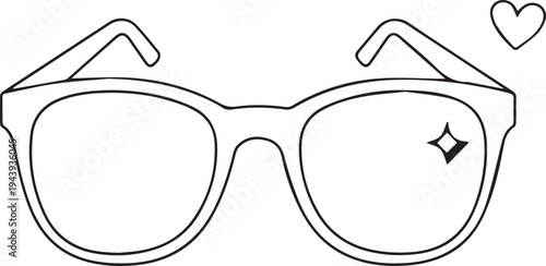 Vector illustration of glasses with heart and star, eyeglasses icon