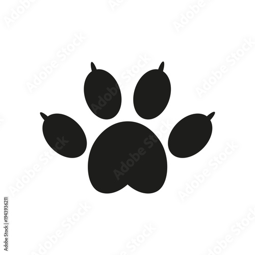 Simple black Cat's Paw isolated transparent background. Perfect kitten Paw template design. Ideal for pet shop veterinary clinic logo. Vector illustration EPS 10