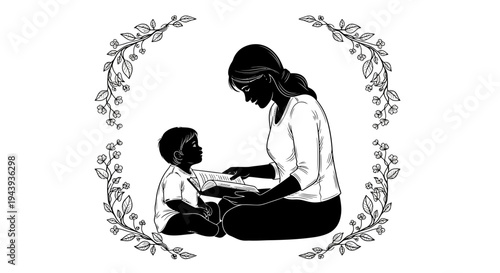 Woman reading to little child.