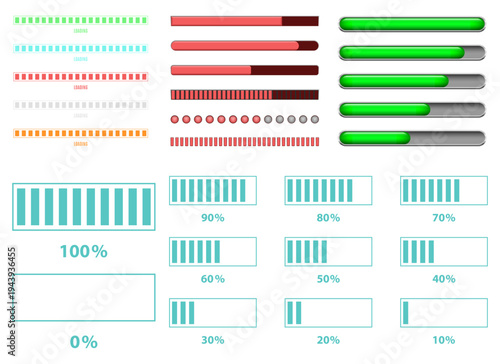 Assortment of progress bars showing different completion percentages.
