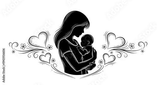 Mother Holding Newborn Baby Close.