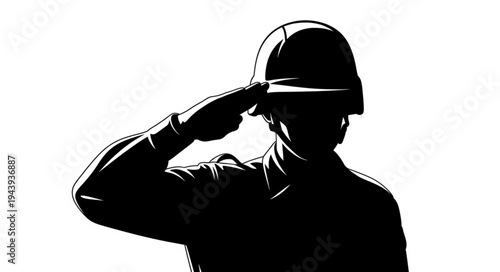 Man in Hard Hat Salutes.