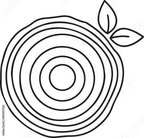 Vector illustration of a tree stump with leaves