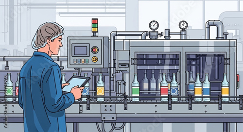 Man in lab coat working.