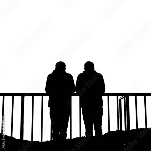 Happy friendship day silhouette of two friends standing together
