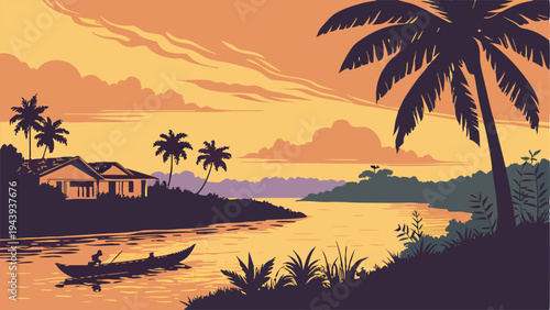 tropical beach with palm trees