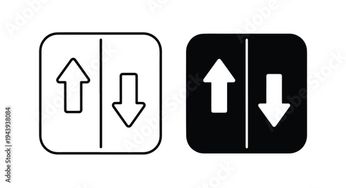 Up Down Arrow Icons Set Modern Black White Design - Line and glyph icon set - Minimalist, flat icon, outline, glyph, linear, clipart, sticker - icon set