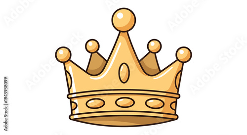 A shiny golden cartoon crown represents royalty and victory.