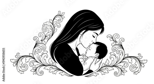 Mother and baby love tender moment.