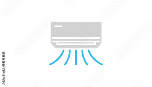 Air conditioner vector icon with cool air flow illustration