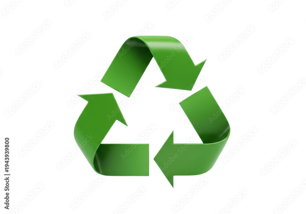 Obraz premium Green recycling symbol made of arrows on transparent background