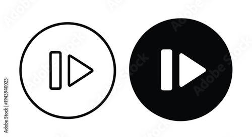 Modern Play Pause Icon Set in Vibrant Purple Flat Design - Line and glyph icon set - Minimalist, flat icon, outline, glyph, linear, clipart, sticker - icon set