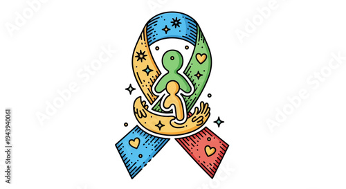 Colorful illustration of a fetus.