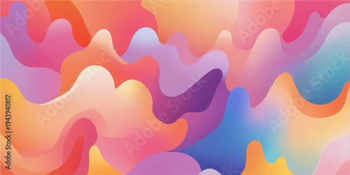 Abstract colorful background design featuring a vibrant rainbow gradient with flowing wave shapes and a smooth vector texture illustration for a modern light wallpaper backdrop
