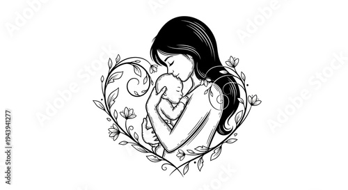 Woman Holding Baby in Her Arms.