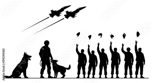 Military Salute: Soldiers, Dogs, and Fighter Jets Honor Fallen Heroes