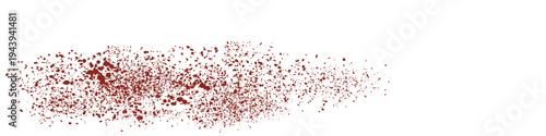 Red pepper powder. Paprika spice splatters on transparent background. Grainy scatterings of paprika or chilli spice. Vector realistic illustration. Eps 10