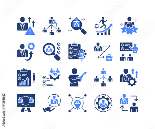 Succession Planning Icon Collection,  featuring Succession Planning, Successor, Talent Development, Competency, Mentorship Program, Leadership Continuity, Organization Chart.