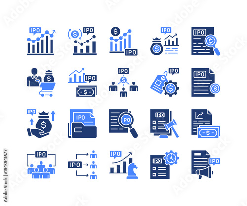 Capital Markets Icon Collection,  featuring Stock Market, Shareholders, Pricing, Disclosure, Regulations, Primary Market, Participant.