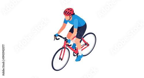 Man Riding Red Bicycle Fast.