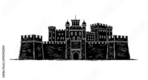 Medieval Castle Architecture Stone Structure.