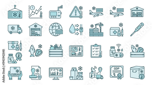 Business Icons Set for Finance, Technology and Communication Vector illustration