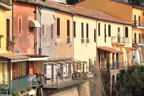 Colorful Mediterranean House Facades in Nemi, Castelli Romani, Italy