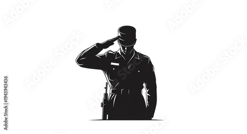 Man in military uniform saluting.