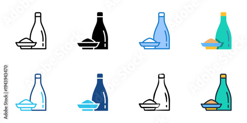 Condiment icons set multiple style collection. Editable stroke 

